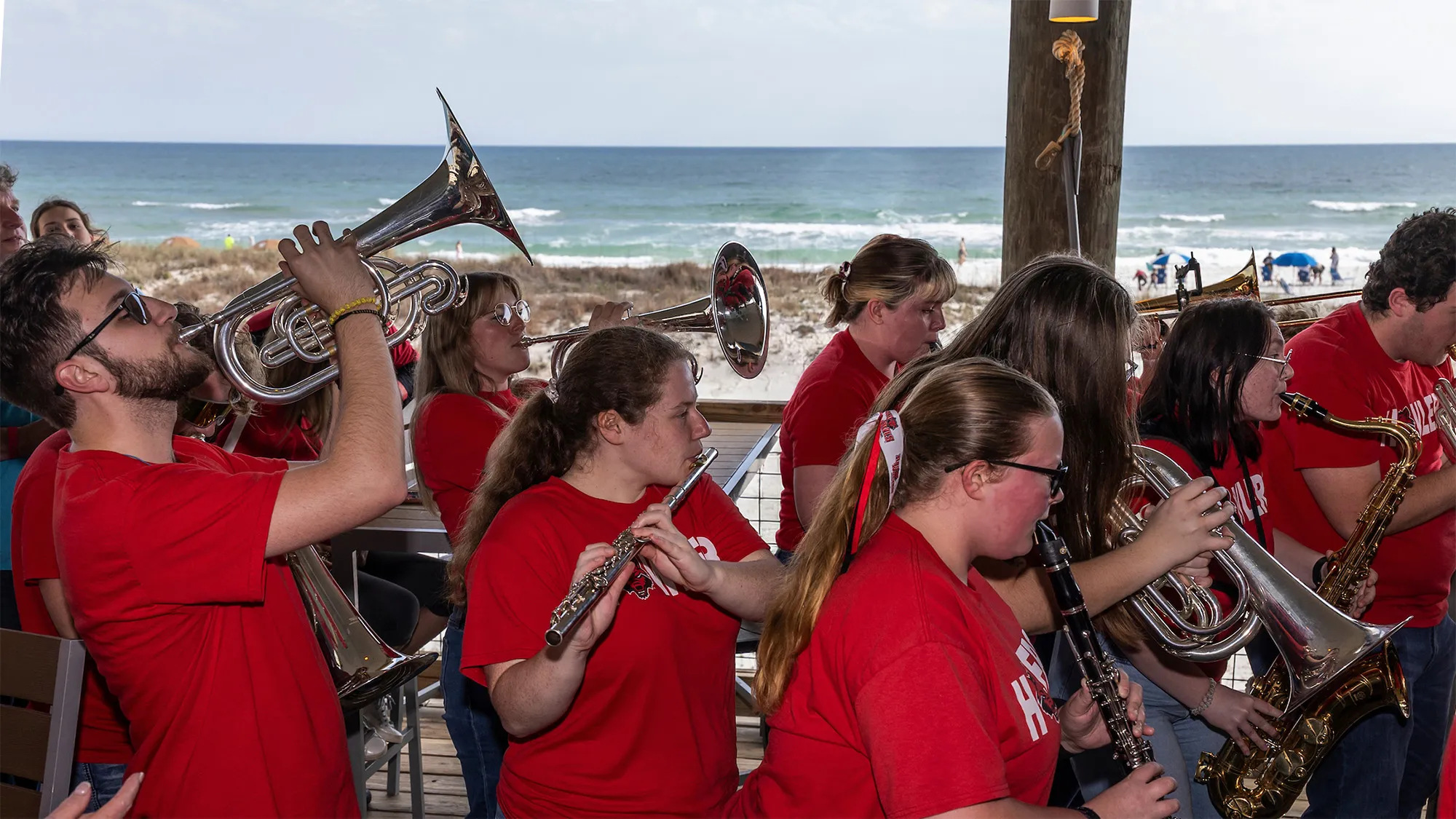 The howler pep band performs at SBC alumni event
