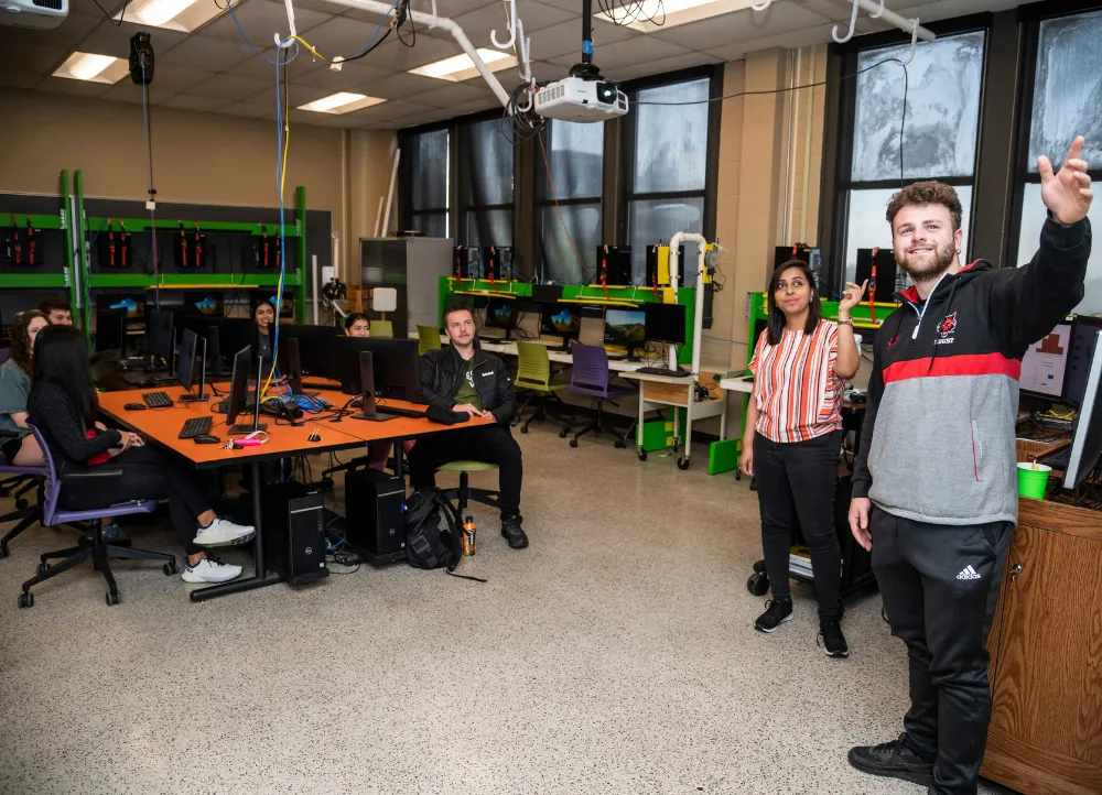 AState Student and teacher going over AI material in class