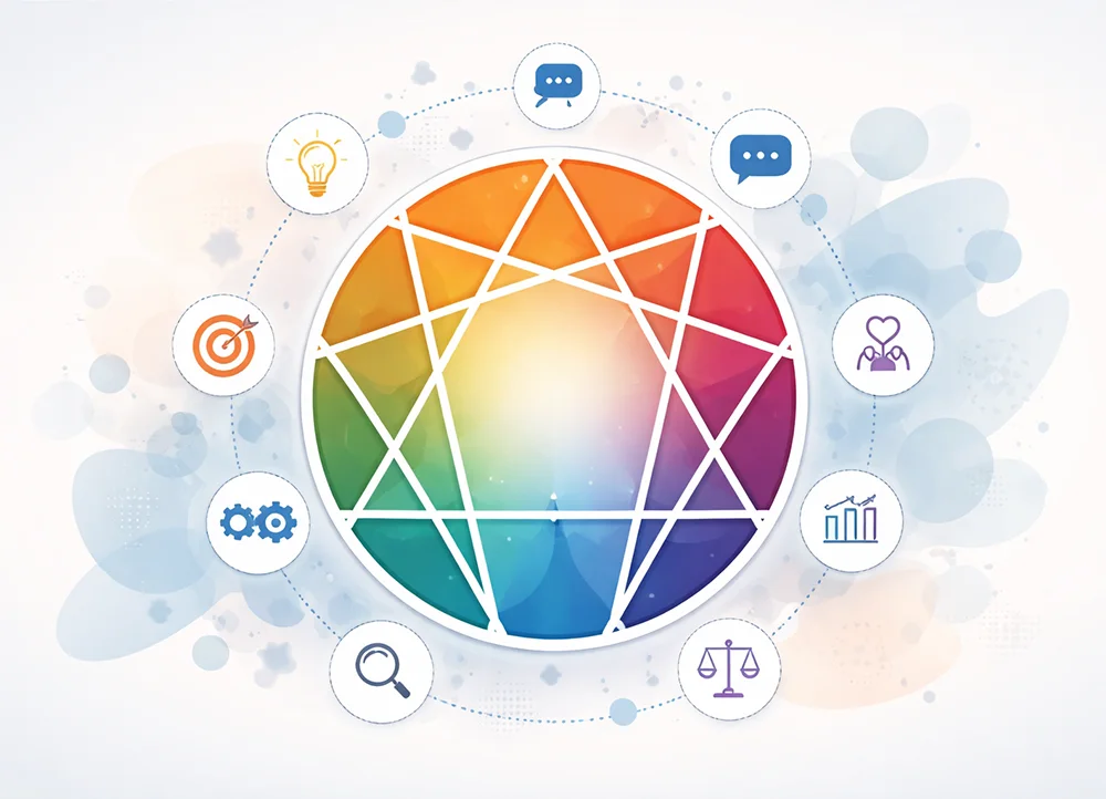 A rainbow enneagram chart
