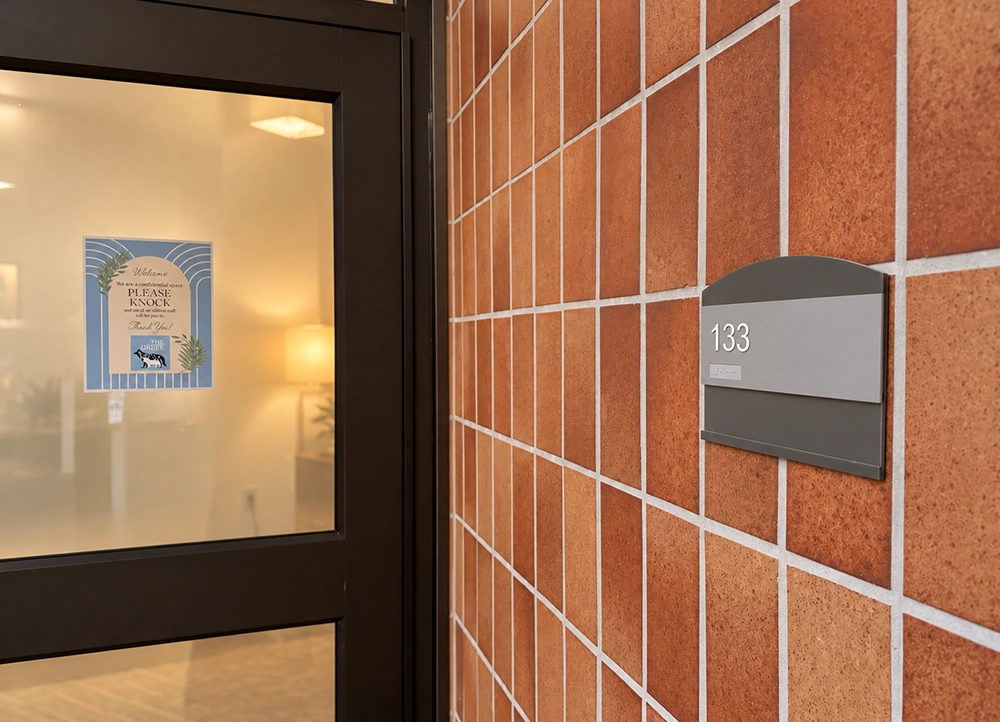The door to the Lupine Wellness Clinic.