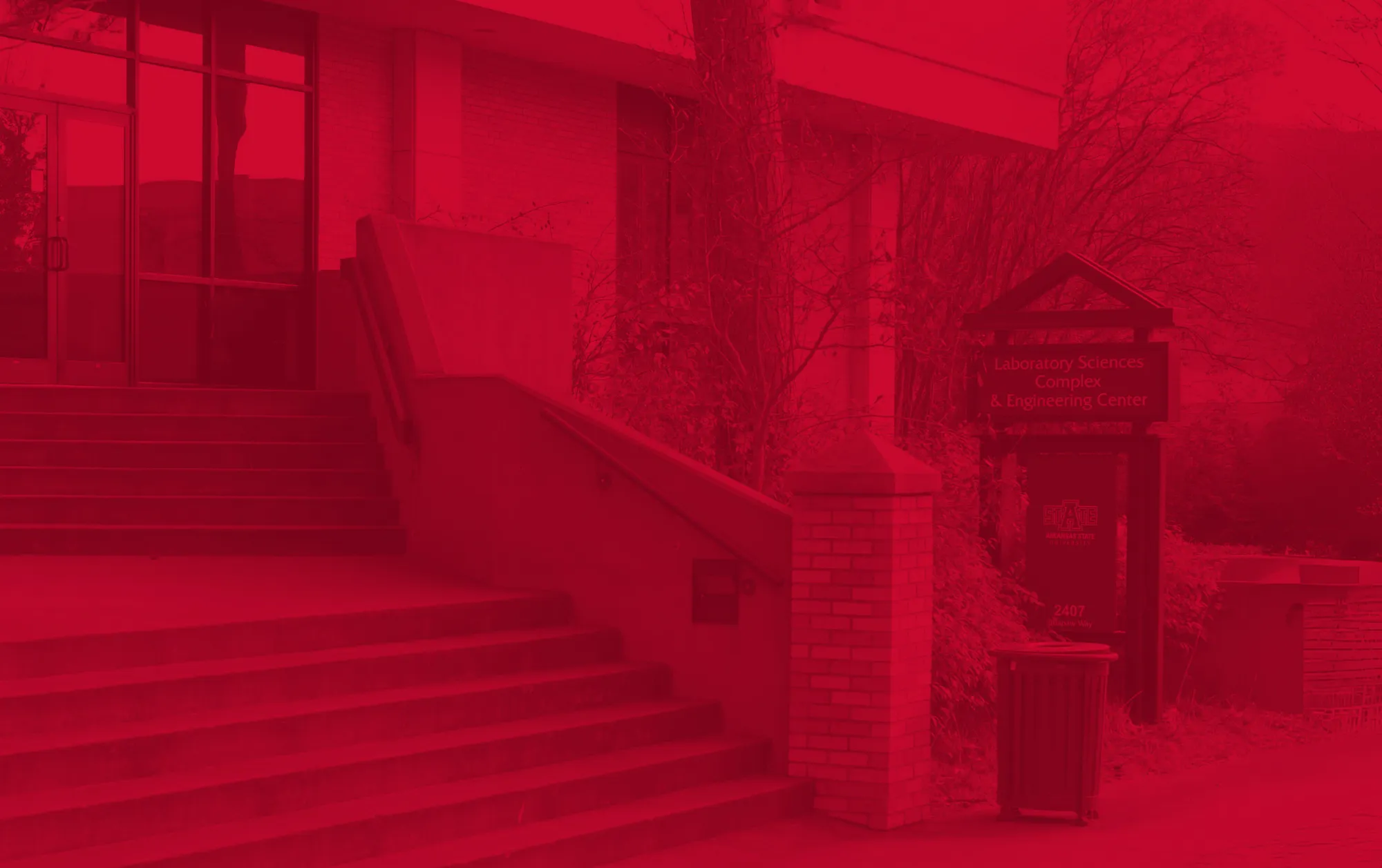 Engineering building at A-State with red overlay
