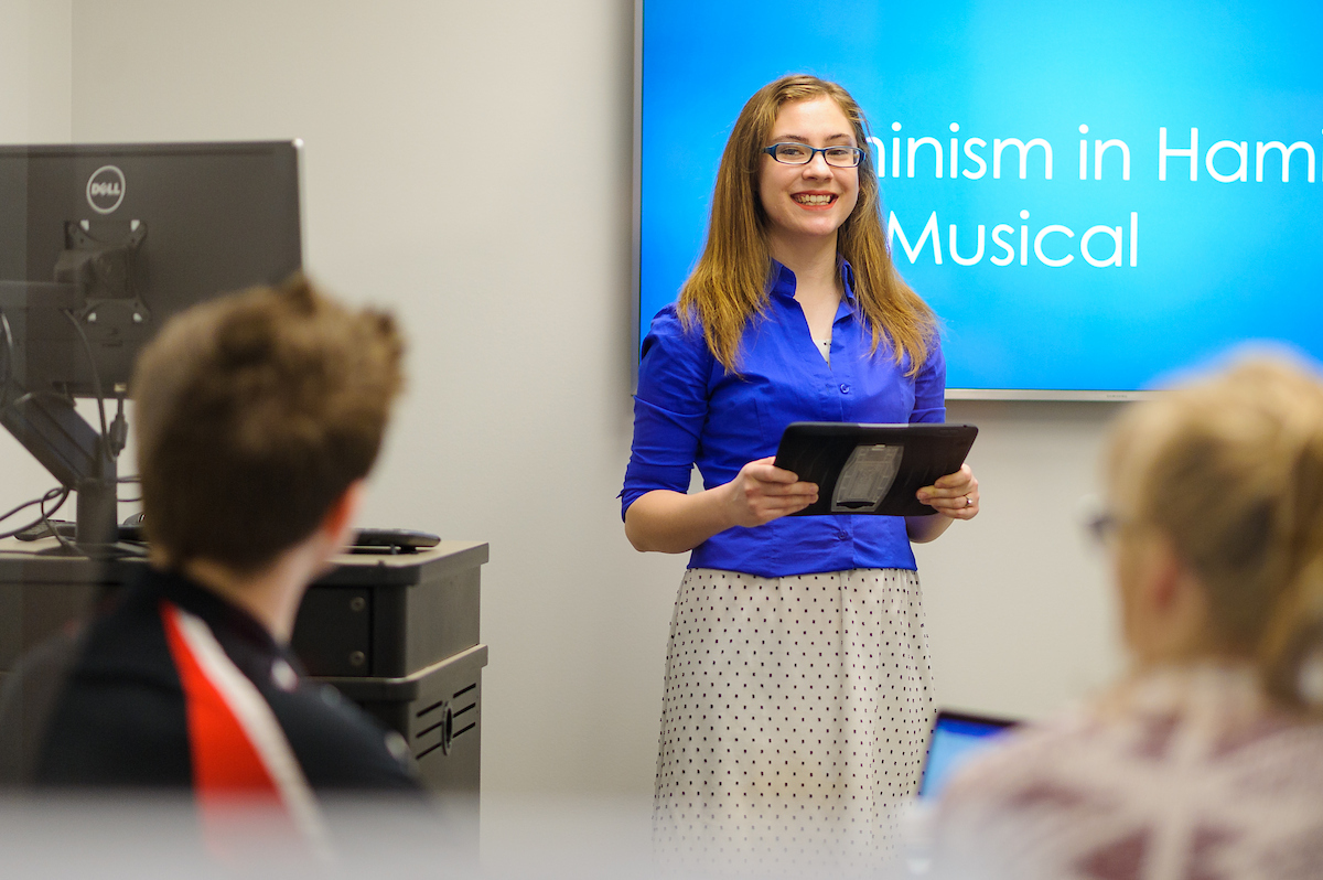 A-State student orally presents a classroom project.