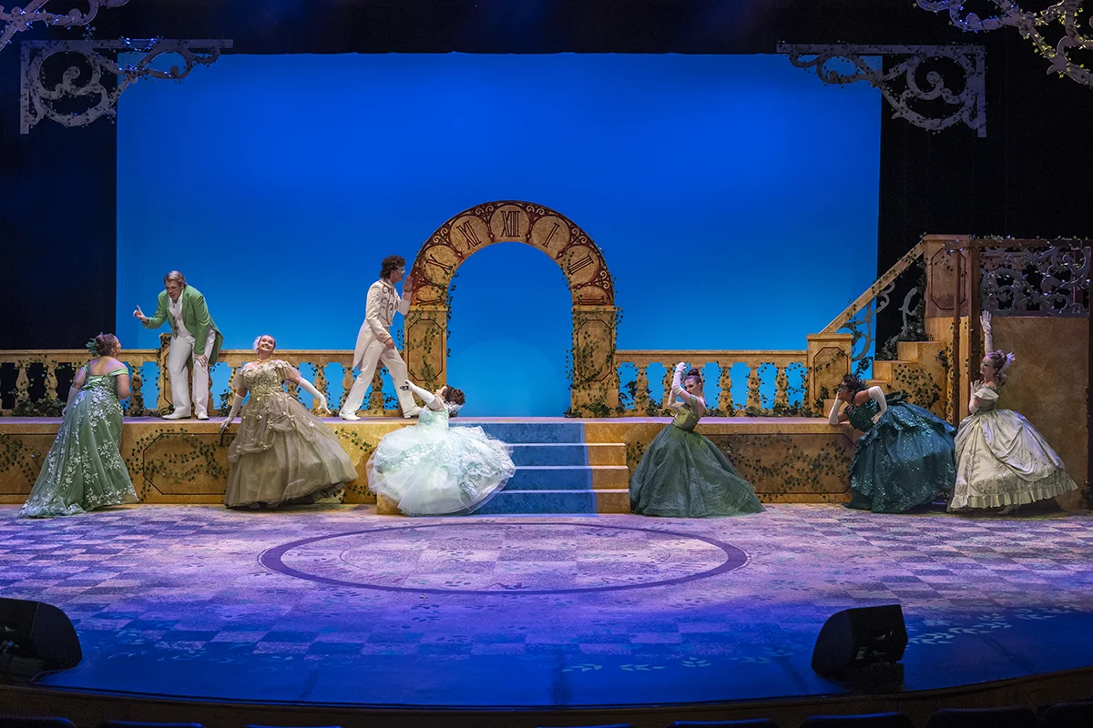 Actors posing on the stage for "Cinderella"