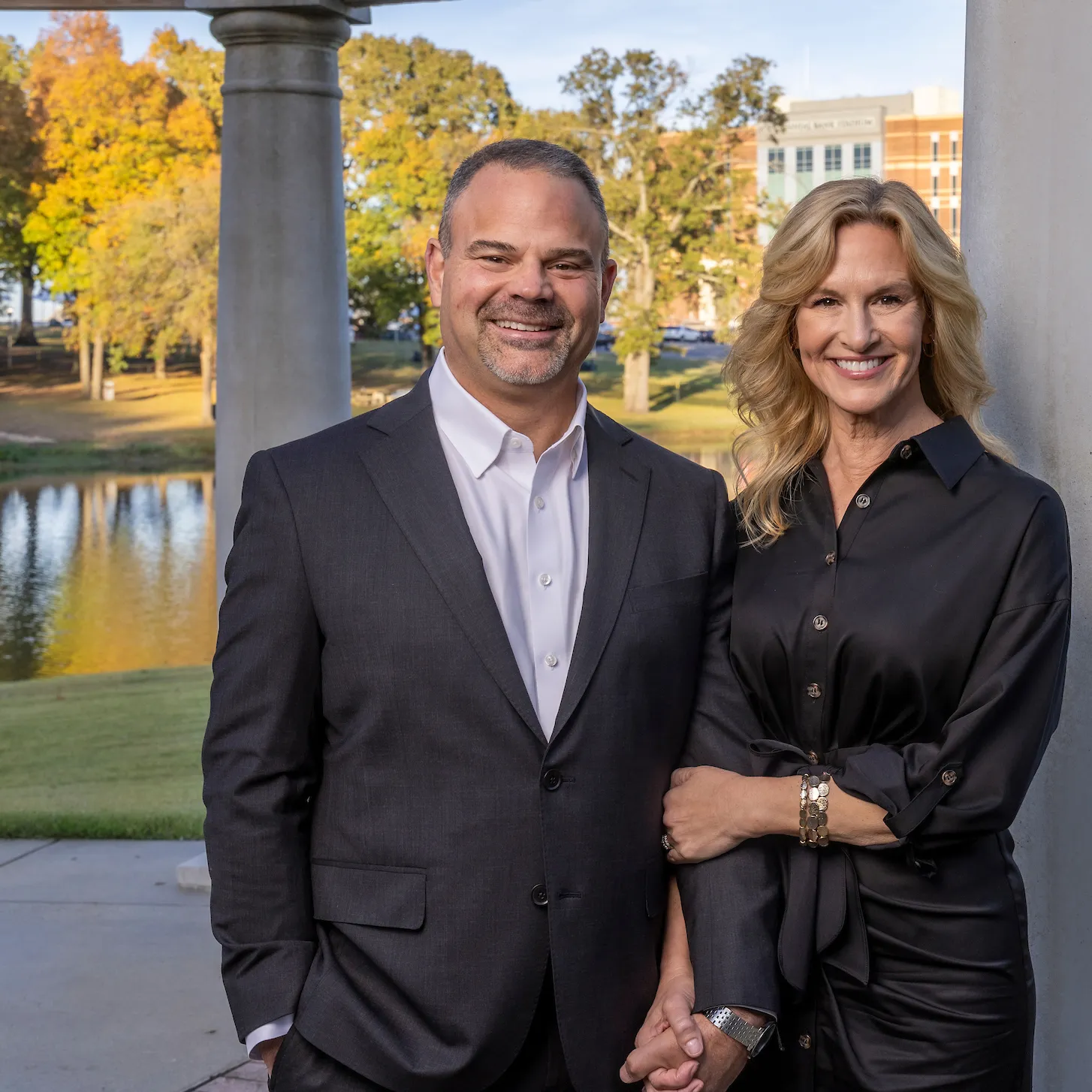 Chancellor Todd Shields and his wife Karen at the Cooper Alumni Center