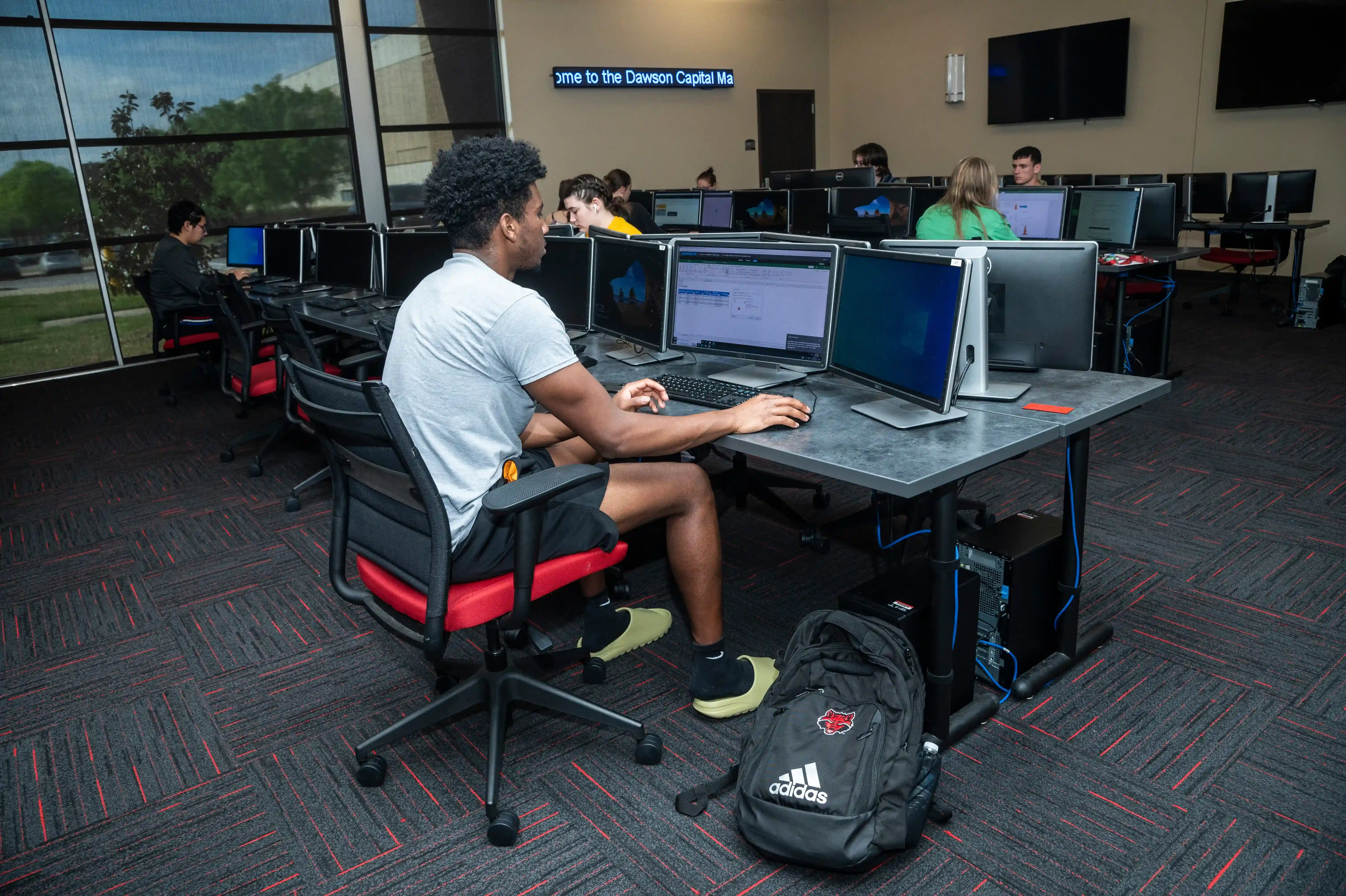 Economics student in the Dawson Center