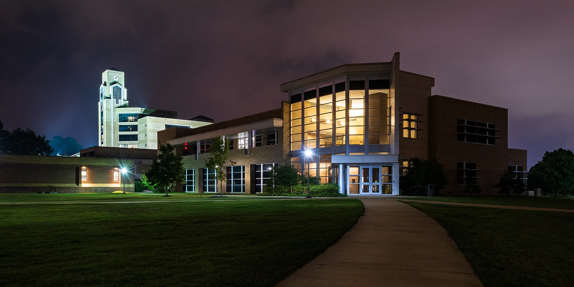 The Delta Center for Economic Development at night