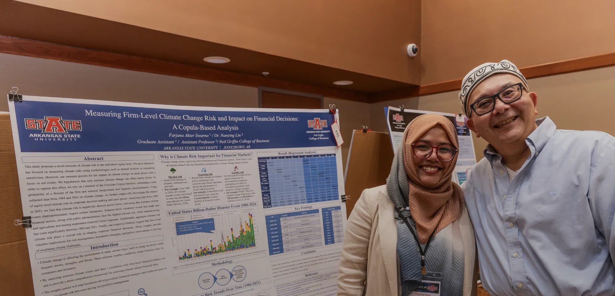 Student and parent at create@state event presenting research.