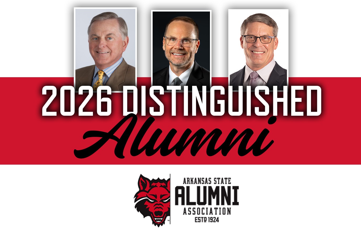 2026 Distinguished Alumni (from l): Dr. Billy Don Tiner, Phillip T. Poston and Dr. Timothy D. Langford