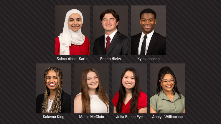 From left (top row) Salma Abdel-Karim, Rocco Hicks, Kyle Johnson (bottom row) Kalayna King, Mollie McClain, Julia Renee Pye and Ahniya Williamson