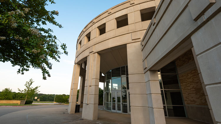 A side view of the Fowler Center