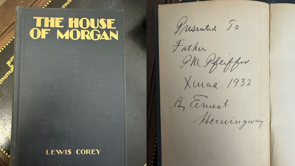 Photo of the cover and inside page of a book.