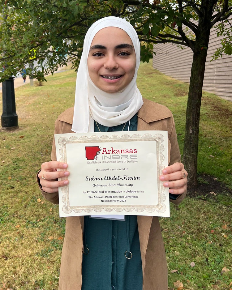 A-State Biological Sciences Student Wins First-Place INBRE Award