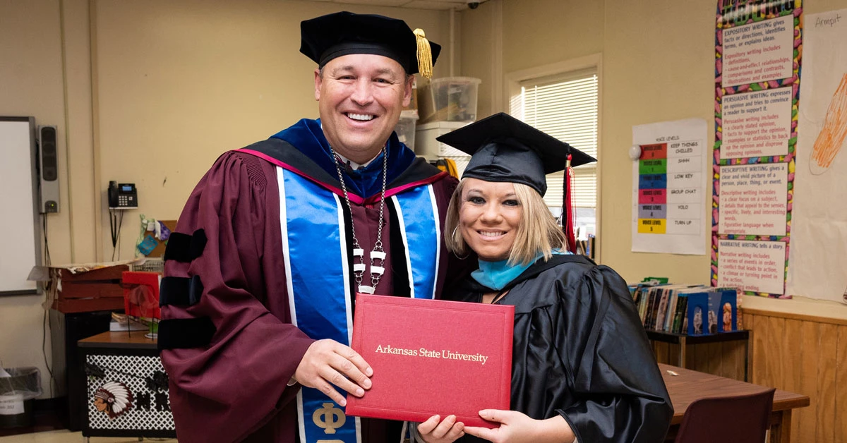 Chancellor Brings Commencement to Graduating Student