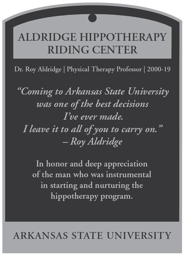 Aldridge Center plaque