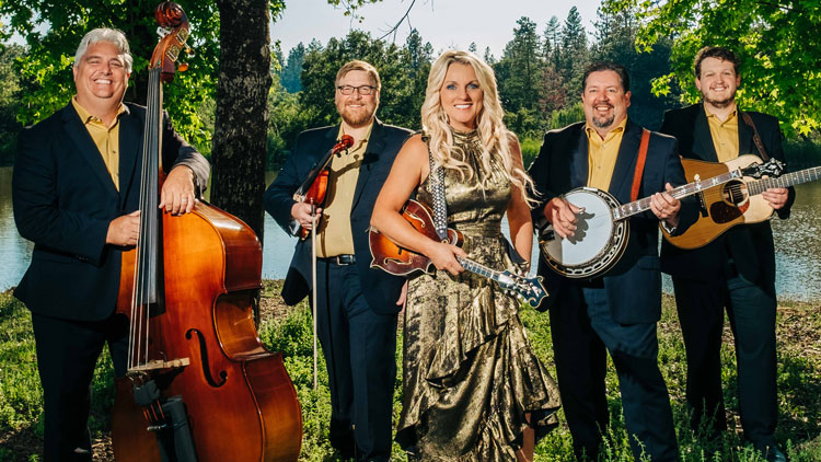 Rhonda Vincent (center) with her band, the Rage