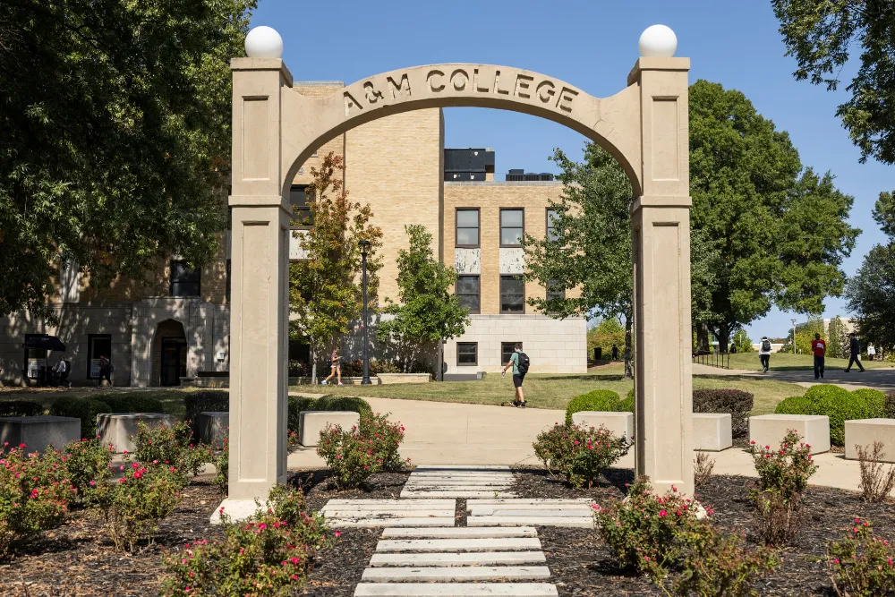 The original arch on campus grounds.