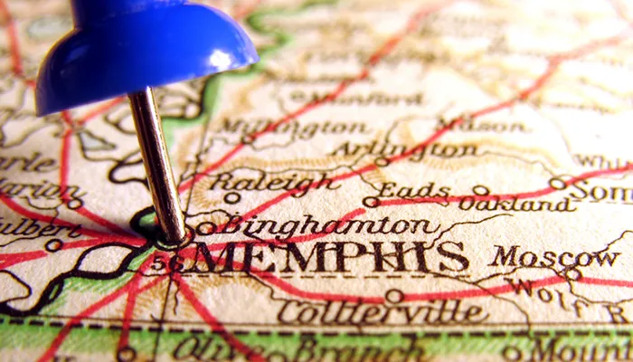 map that shows memphis, tn