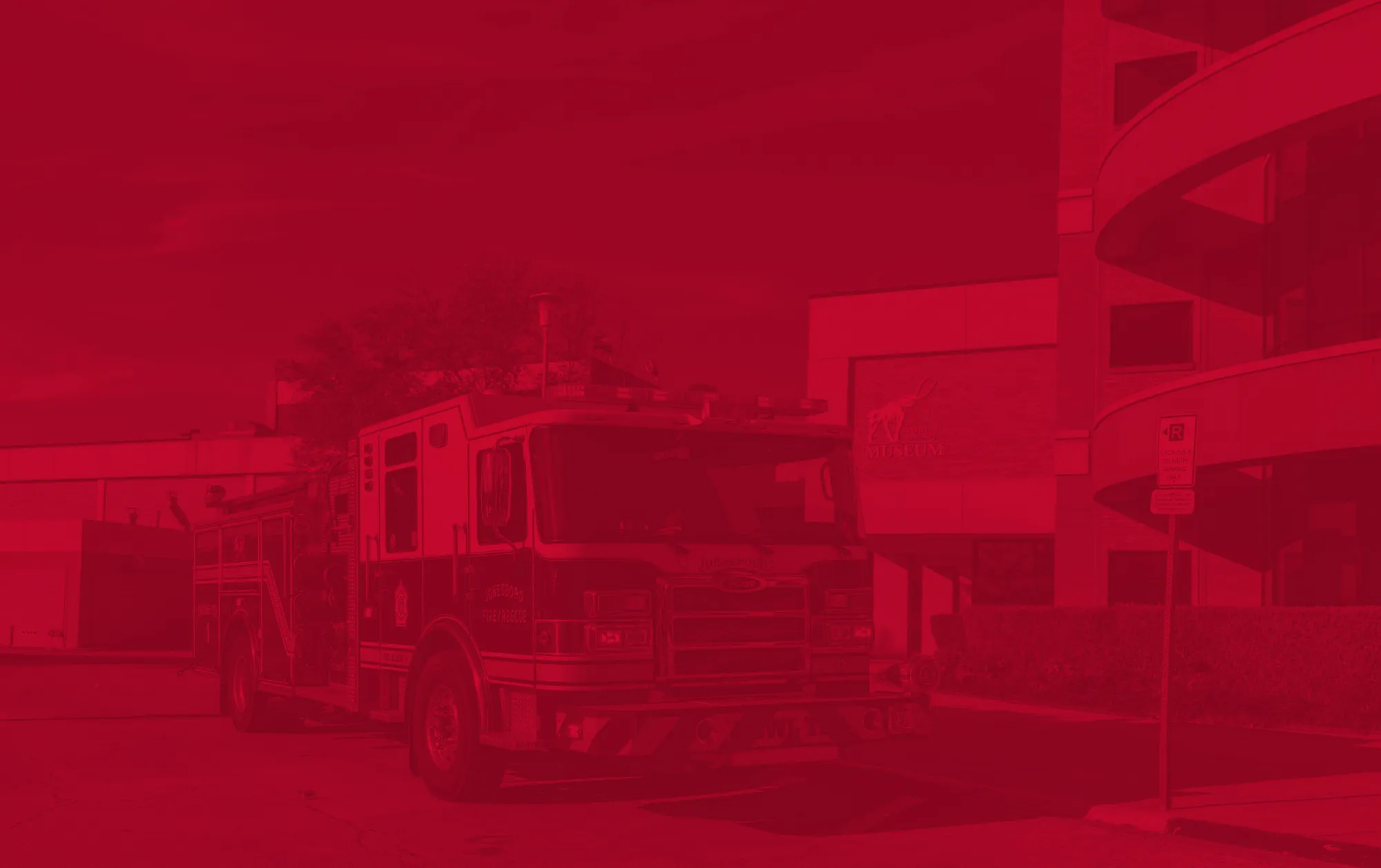 Background image of a firetruck outside of A-States museum for the Disaster Prep class.