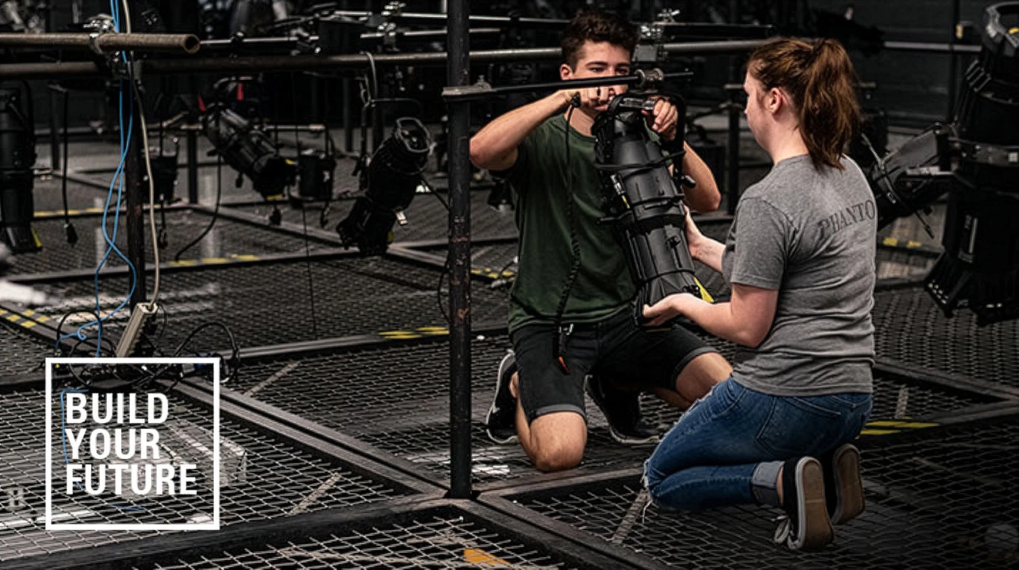 students work on lighting