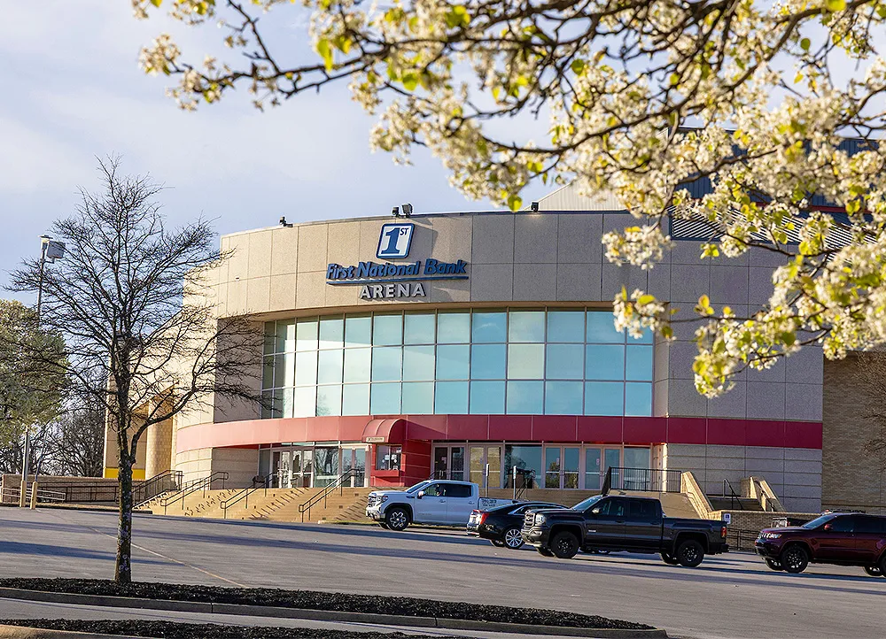 exterior view of the First National Bank Arena